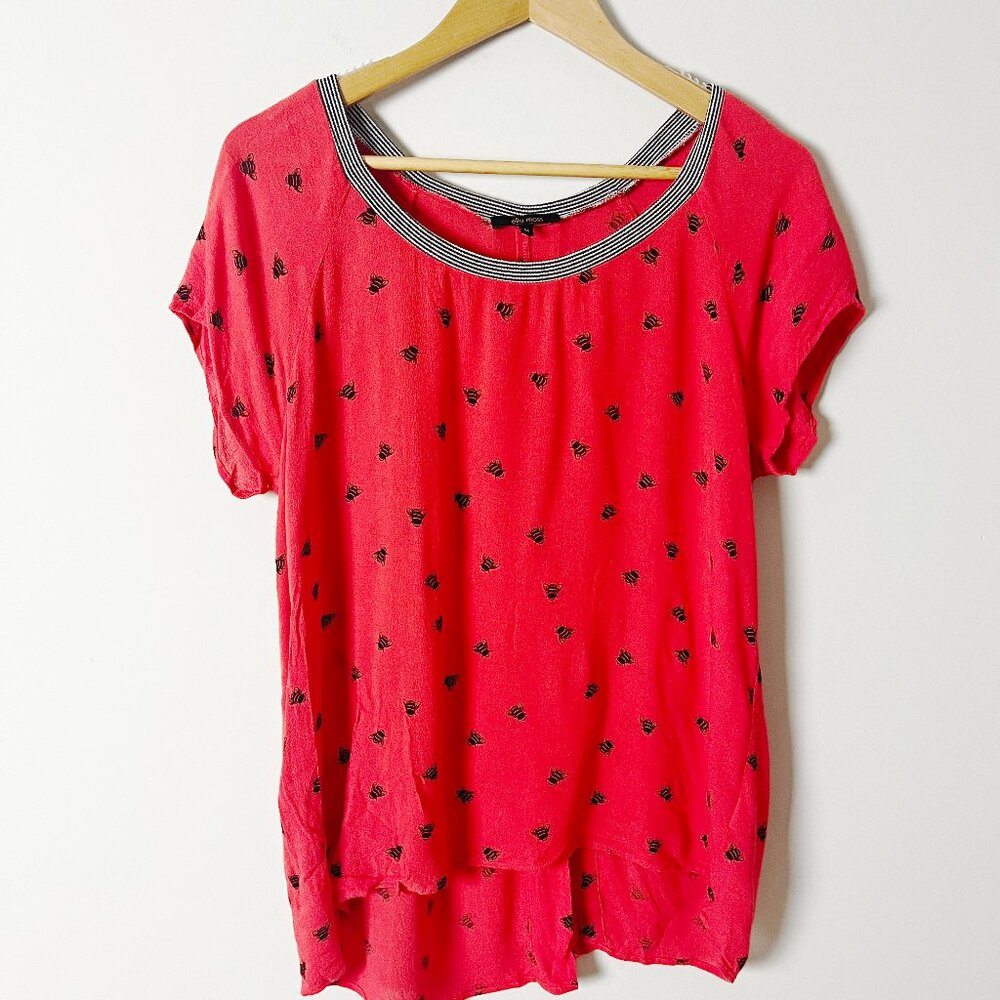 2/$30 Ella Moss Bumble Bee Red Short Sleeve Top Medium